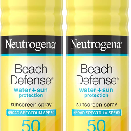 Neutrogena Beach Defense Sunscreen Spray SPF 50, Hawaii Reef Act 104 Compliant, Octinoxate & Oxybenzone Free, Broad Spectrum, Fast Absorbing & Lightweight, Face and Body Sunscreen, 6.5 Oz