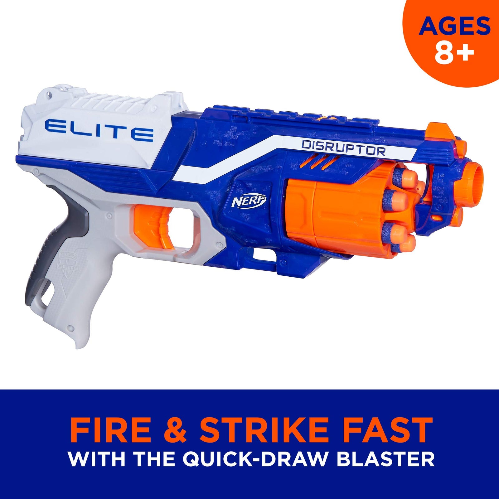 NERF Elite Disrupter Blaster - 6-Dart Rotating Drum, Slam Fire, Translucent Red (Amazon Exclusive)
