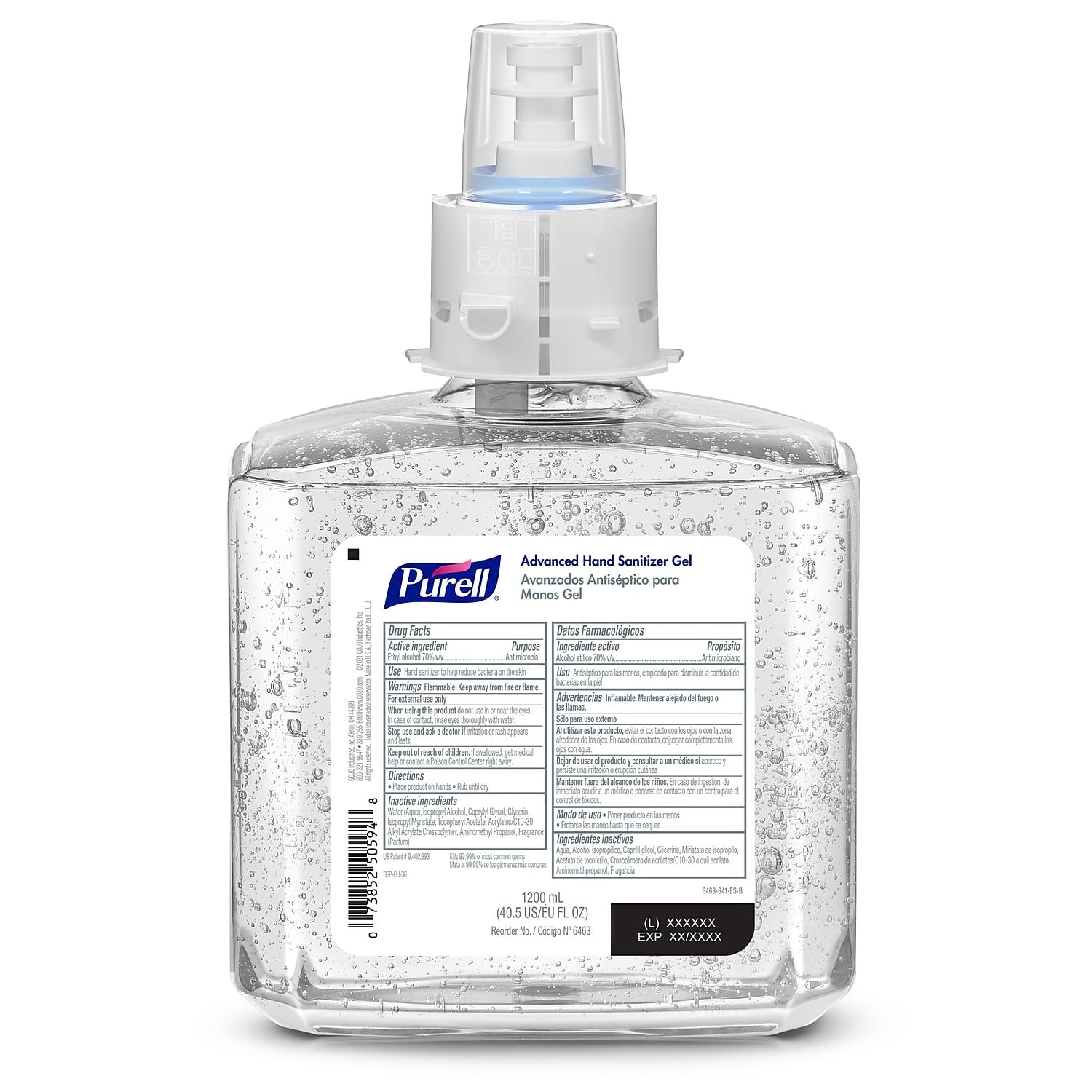PURELL Advanced Hand Sanitizer Gel, Clean Scent, 1200 mL Refill for PURELL ES6 Automatic Hand Sanitizer Dispenser (Pack of 2) - 6463-02