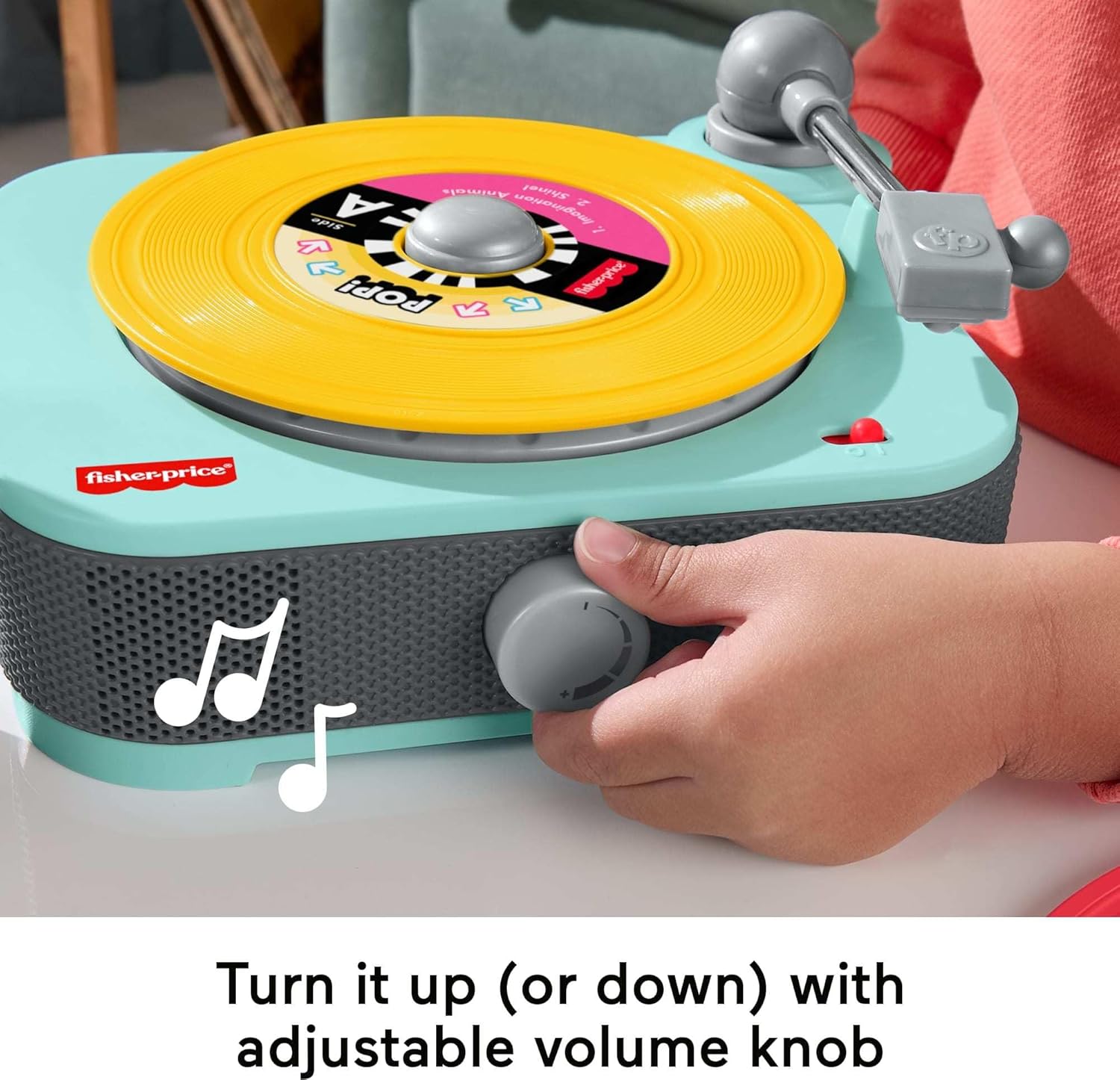 Fisher-Price Musical Toy Deluxe Rockin’ Record Player Pretend Turntable with 6 Albums for Preschool Play Plus Bonus Exclusive Holiday Album Kids Ages 3+ Years (Amazon Exclusive)