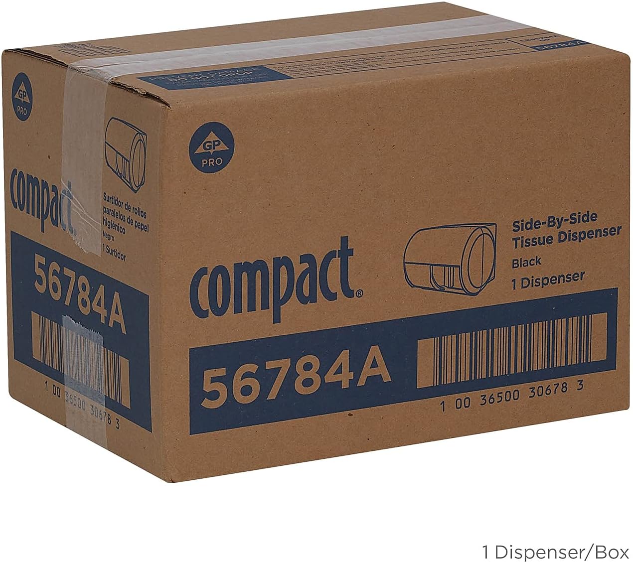 Georgia-Pacific Compact 2-Roll Side-by-Side Coreless High-Capacity Toilet Paper Dispenser by GP PRO (Georgia-Pacific); Black; 56784A; 1 Dispenser