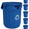 Rubbermaid Commercial Products BRUTE Heavy-Duty Round Trash/Garbage Can, 20-Gallon, Yellow, Outdoor Waste Container for Landscapers/Construction/Restaurants/Back of House/Offices/Warehouses, Pack of 6