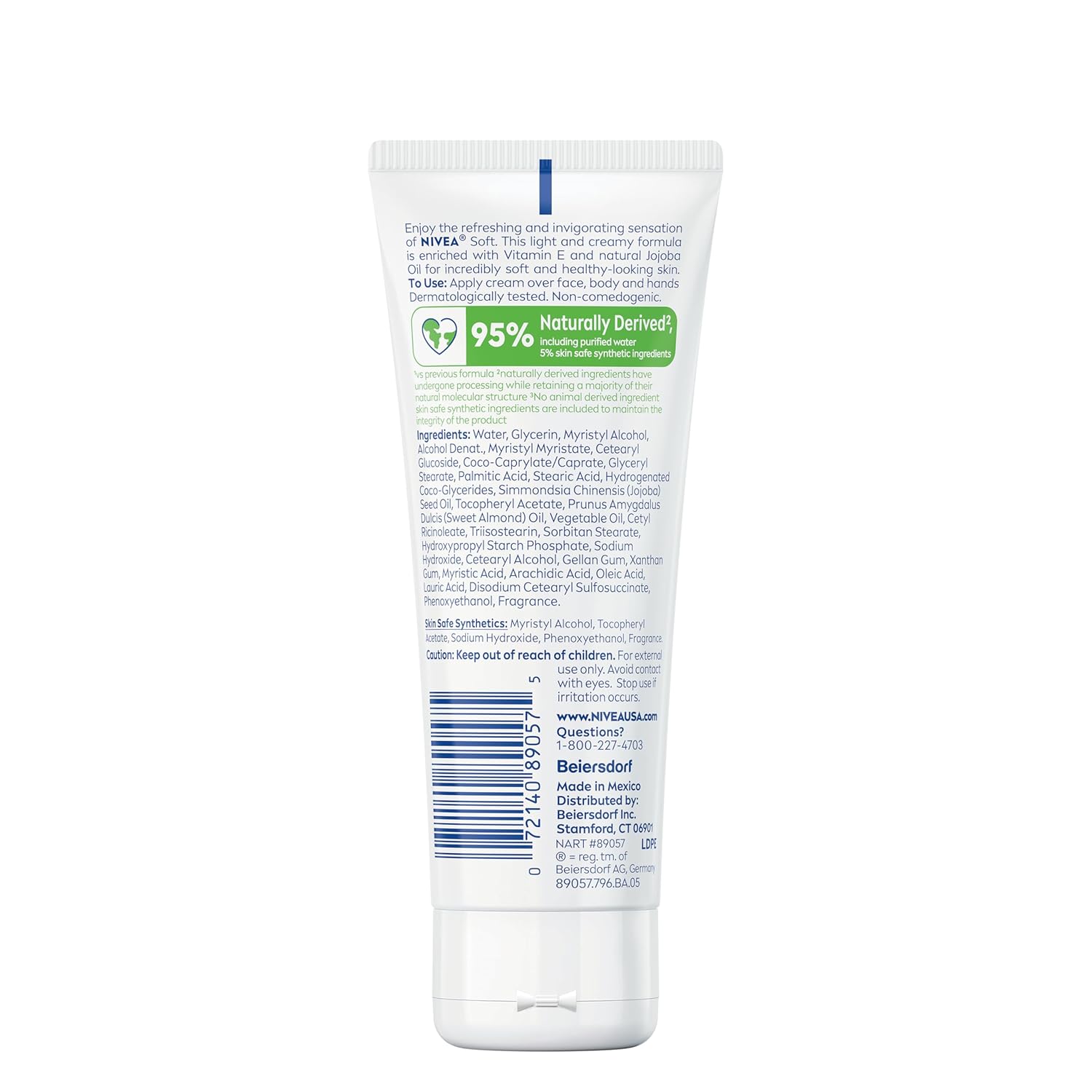 NIVEA Soft Refreshingly Soft Moisturizing Cream, Lightweight Moisturizer for Face, Body and Hands, Body Cream Enriched with Jojoba Oil and Vitamin E, 2.6 Oz Tube, Pack of 3