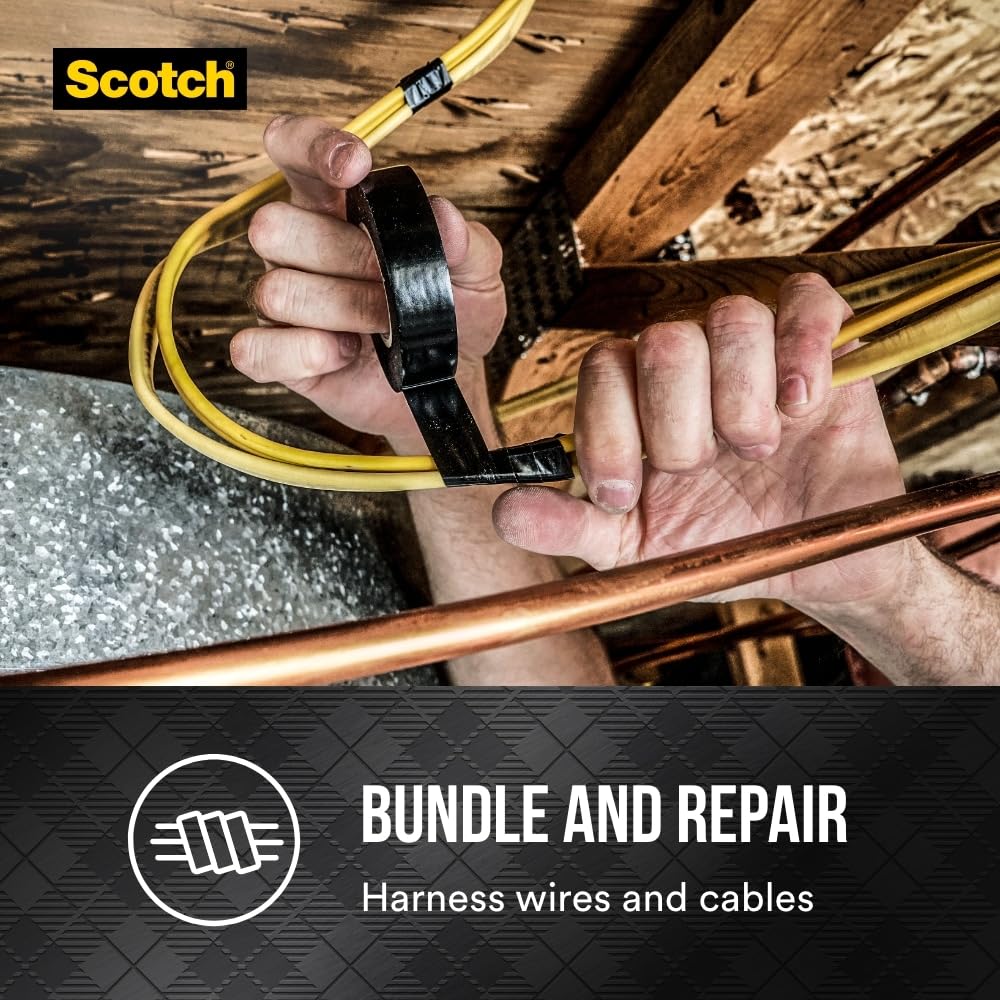 Scotch Vinyl 700 Electrical Tape, 1 Roll, Black, 3/4-in x 66-ft, General Purpose, Commercial Grade, Rated for Temperatures Up to 194-Degree, Highly Flexible, Stretchy & Conformable (700)