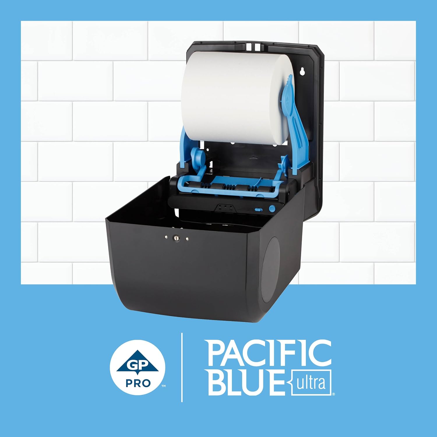Pacific Blue Ultra 8" High-Capacity Automated Touchless Paper Towel Dispenser Starter Kit by GP PRO (Georgia-Pacific), Black Dispenser (59590) 1 White Towel Roll (26491)