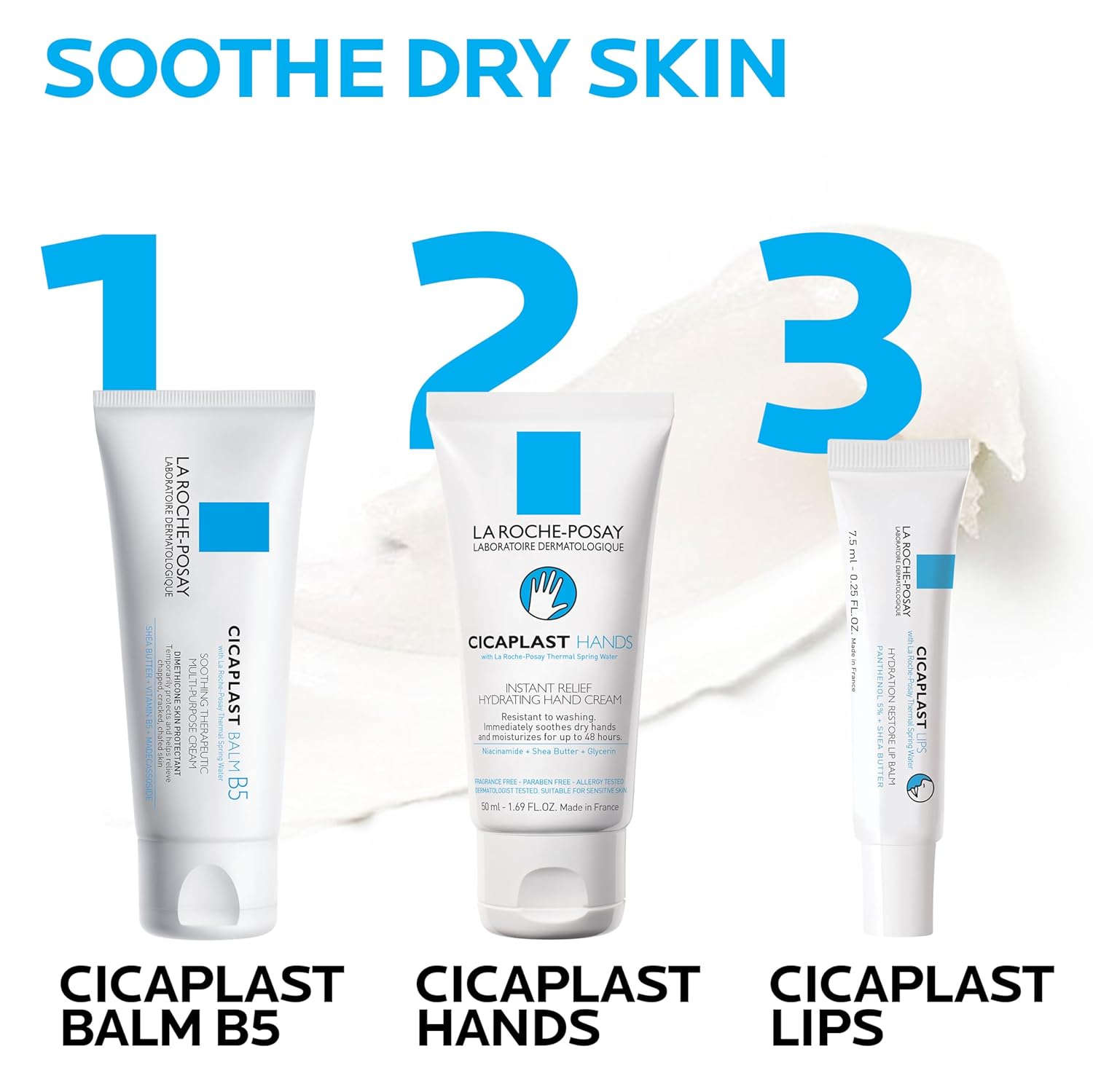 La Roche-Posay Cicaplast Lip Balm B5, Hydrating Balm with Shea Butter, Lip Treatment for Dry Cracked Lips, Moisturizing and Repairing Balm, Fragrance Free