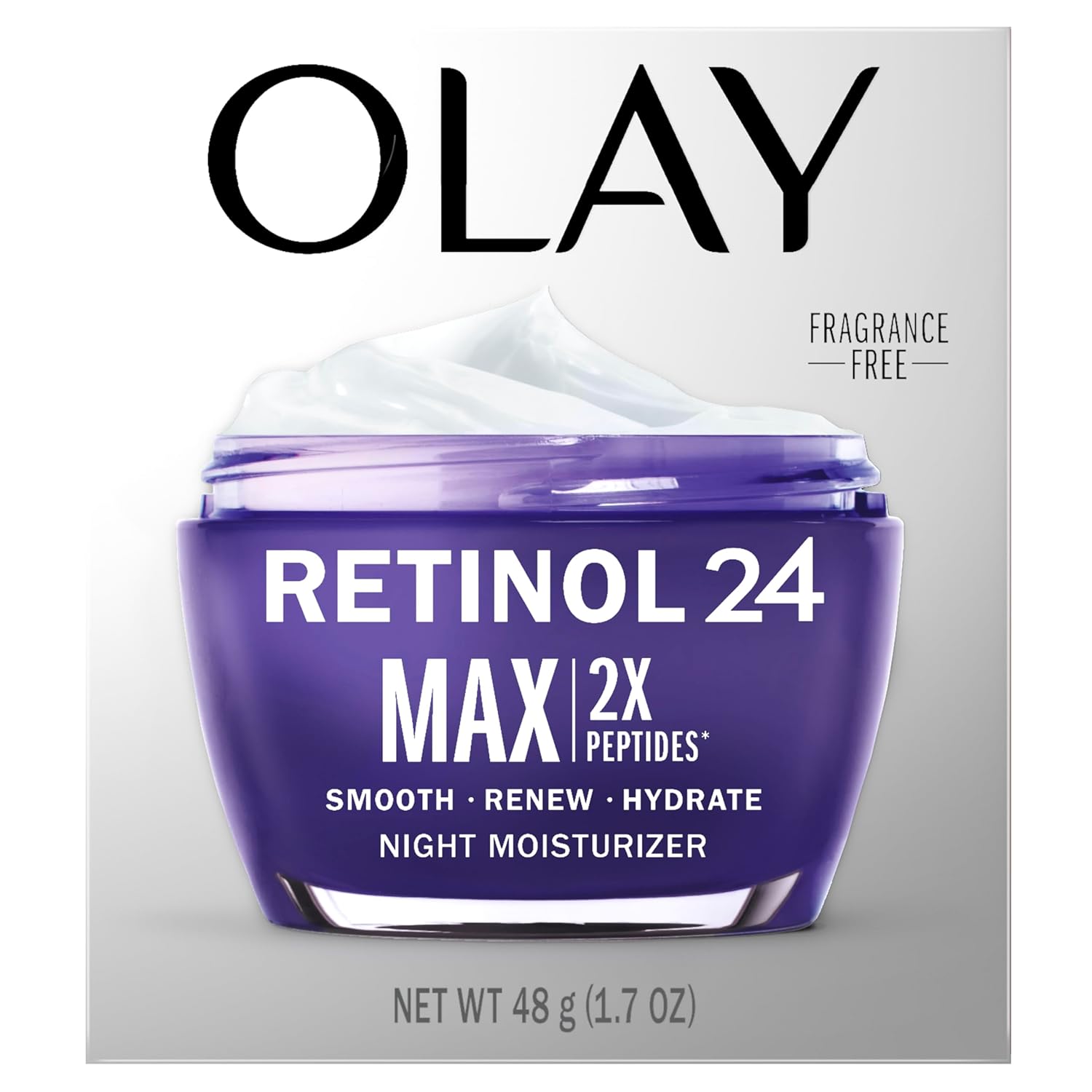 Olay Retinol Face Moisturizer, 24 MAX Anti-Aging Night Cream for Women, Fragrance-Free, Anti-Wrinkle Skin Care (1.7 oz) & Trial Size Retinol Cleansing Melts, Water-Activated Face Wash (12 ct)