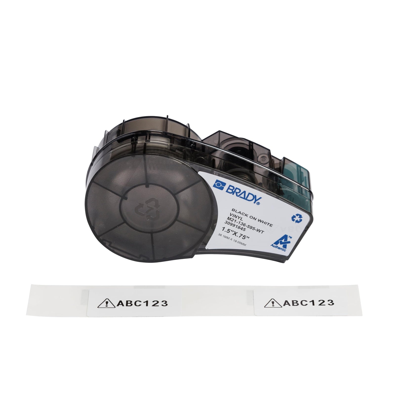 Brady Authentic (M21-375-595-BR) All-Weather Vinyl Label for Indoor/Outdoor ID, Lab and Equipment Labeling, White on Brown- ForM210, M210-LAB, M211, BMP21-PLUS and BMP21-LAB Printers, .375" W, 21' L