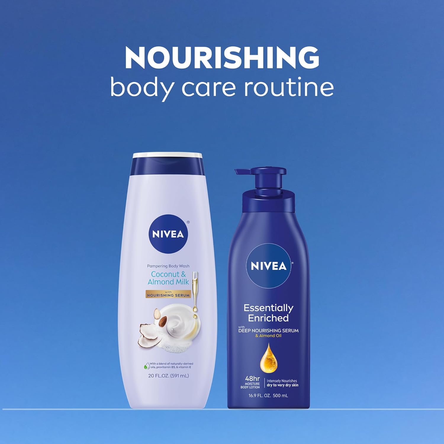 NIVEA Pampering Cocoa and Shea Butter Body Wash with Nourishing Serum, Moisturizing Body Wash for Women, Enriched with Provitamin B5 and Vitamin E, 20 Fl Oz Bottle