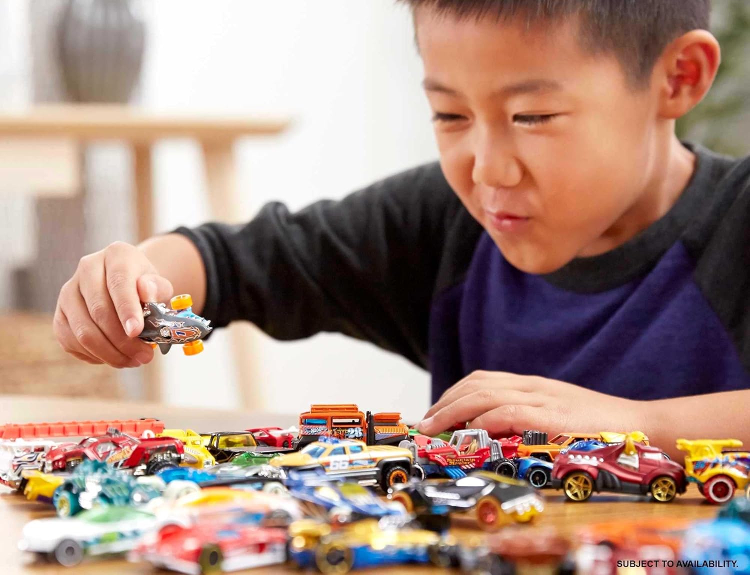 Bundle of Hot Wheels Toy Car Track Set Super 6-Lane Raceway, 8ft Track, 6 1:64 Scale Cars + Hot Wheels Easter Egg Fillers Set of 20 1:64 Scale Toy Cars & Trucks, Collectible Vehicles (Styles May Vary)