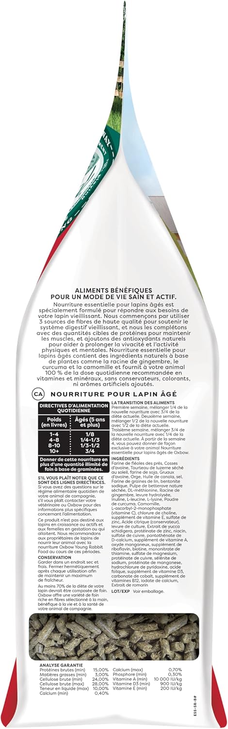 Oxbow Essentials Rabbit Food, Adult Rabbit, Made with Oxbow Timothy Hay, Pet Pellets with Vitamins & Minerals, Small Animal Pet Products, Bunny Supplies, Made in USA, Bunny Food, 5 lb