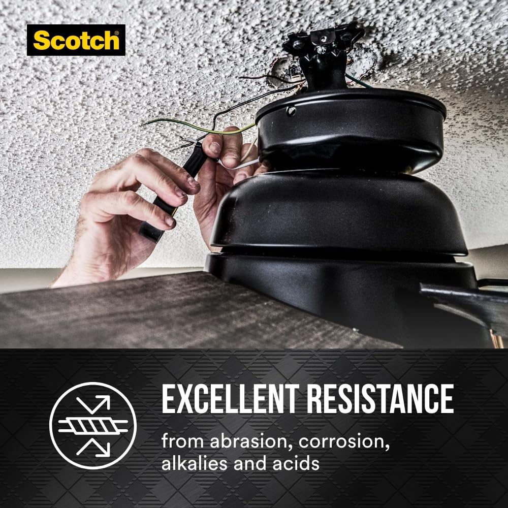 Scotch Vinyl 700 Electrical Tape, 1 Roll, Black, 3/4-in x 66-ft, General Purpose, Commercial Grade, Rated for Temperatures Up to 194-Degree, Highly Flexible, Stretchy & Conformable (700)