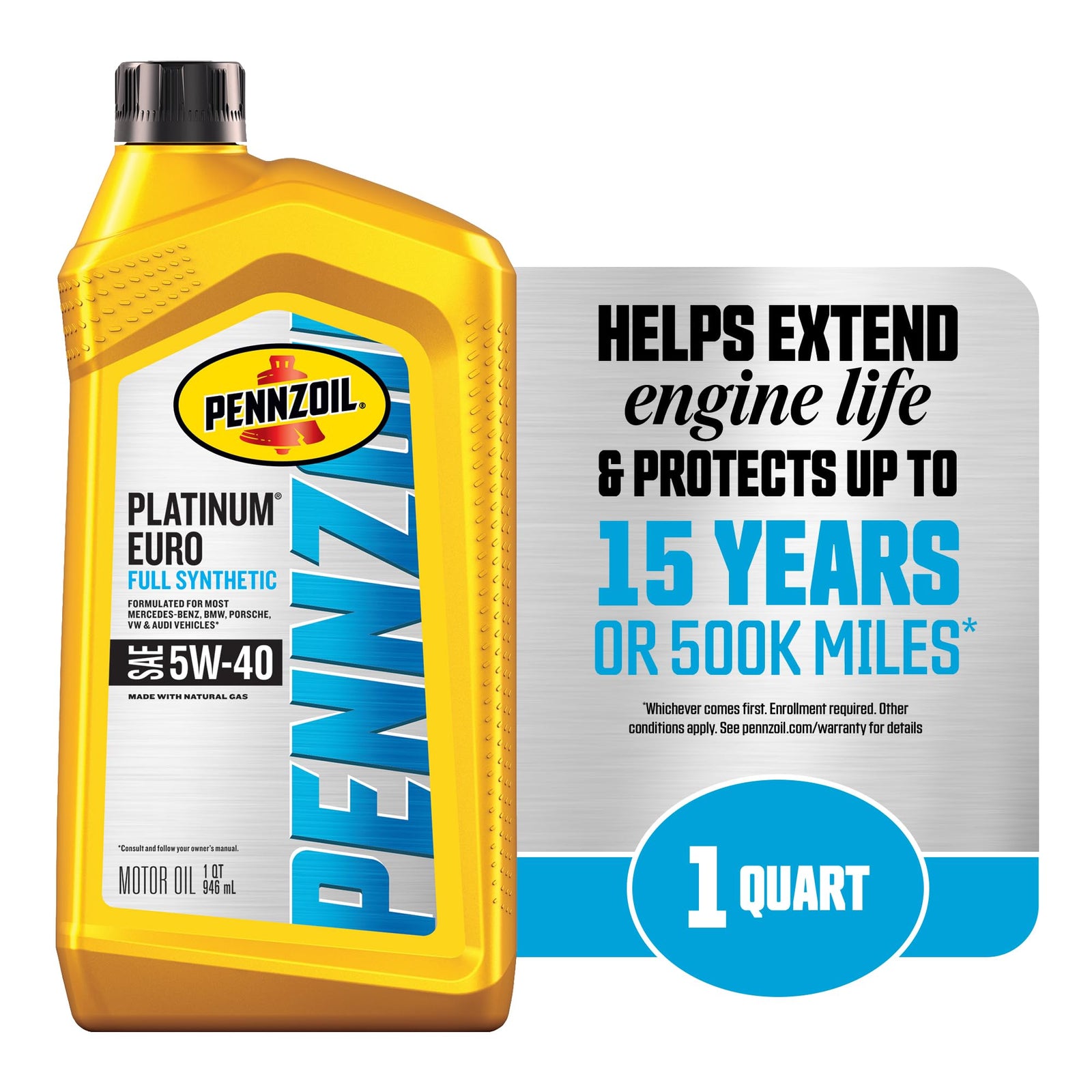 Pennzoil Platinum Euro L Full Synthetic 5W-30 Motor Oil, 5 Quart (3 Pack)