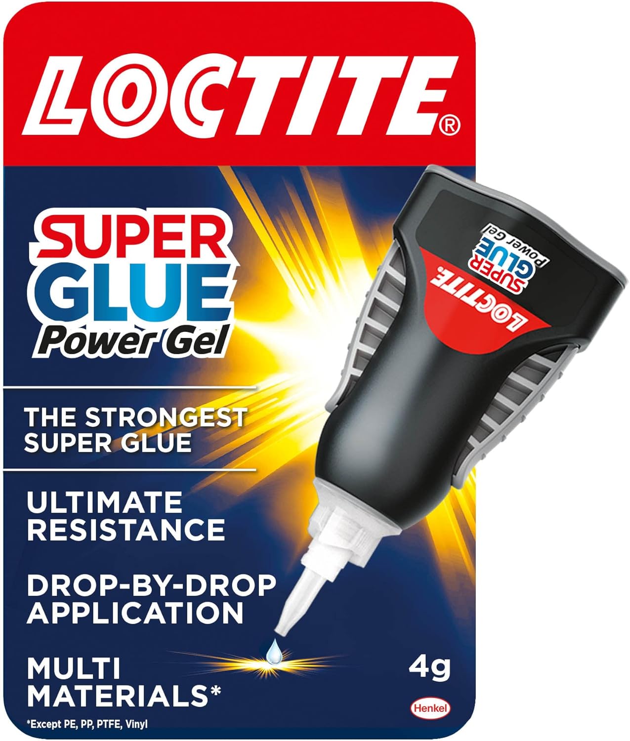 Loctite Super Glue Power Flex Control, Flexible Super Glue Gel, Superglue with Non-Drip Formula for Vertical Applications, Clear Glue with Precise Nozzle, 1x3 g