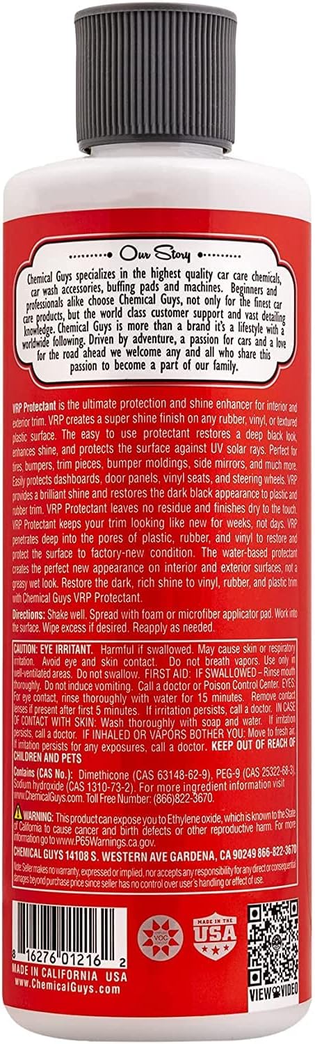 Chemical Guys VRP Vinyl, Rubber, and Plastic Dressing - Tire Dressing, Non-Greasy, Dry-to-the-Touch Shine for Tires, Trim, and More, Safe for Cars, Trucks, SUVs, RVs & More - 16 oz