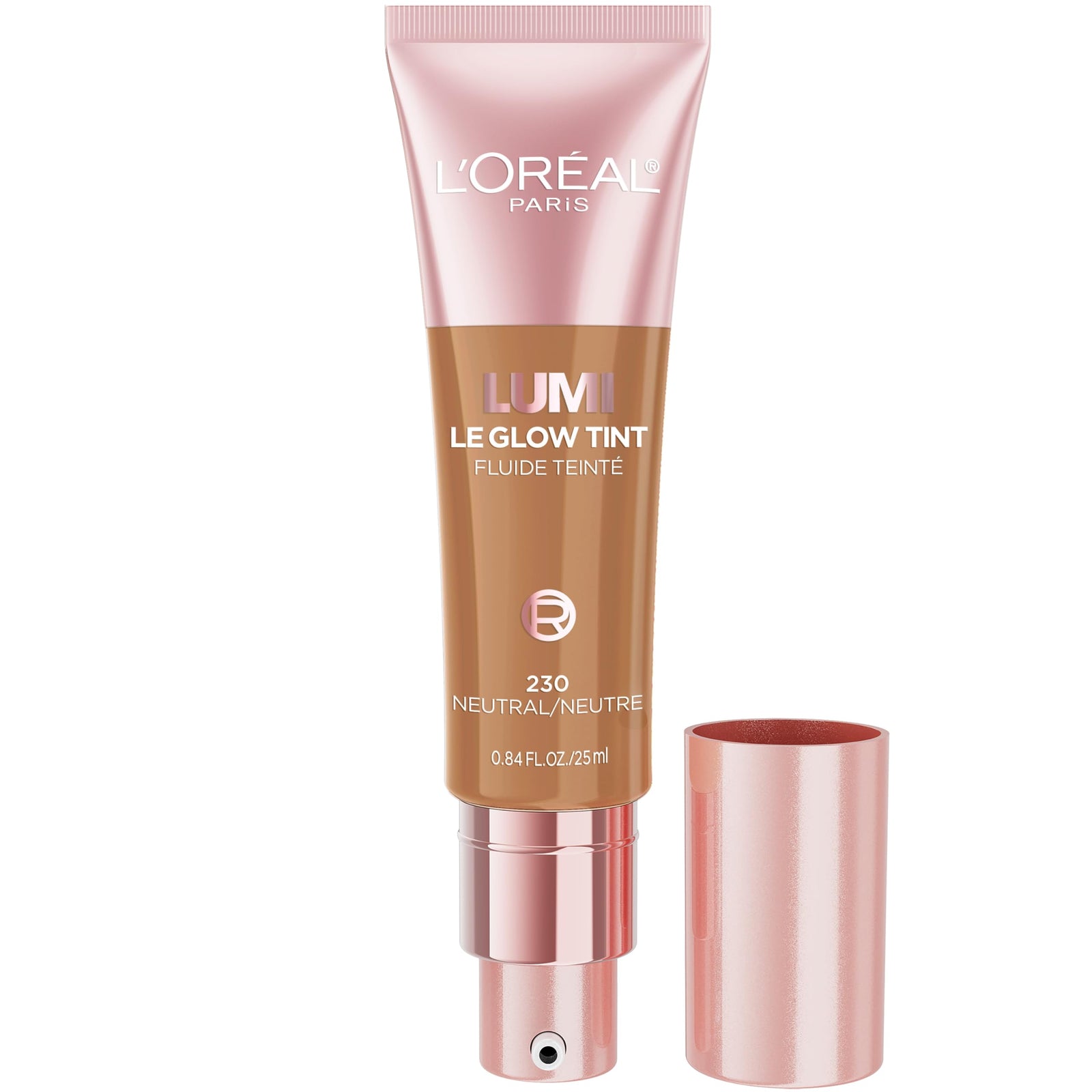 L'Oreal Paris Lumi Le Glow Skin Tint, Lightweight Water-Based Tinted Serum with Foundation-Like Coverage, Glow Illuminator, Warm 220, 0.85 Fl Oz