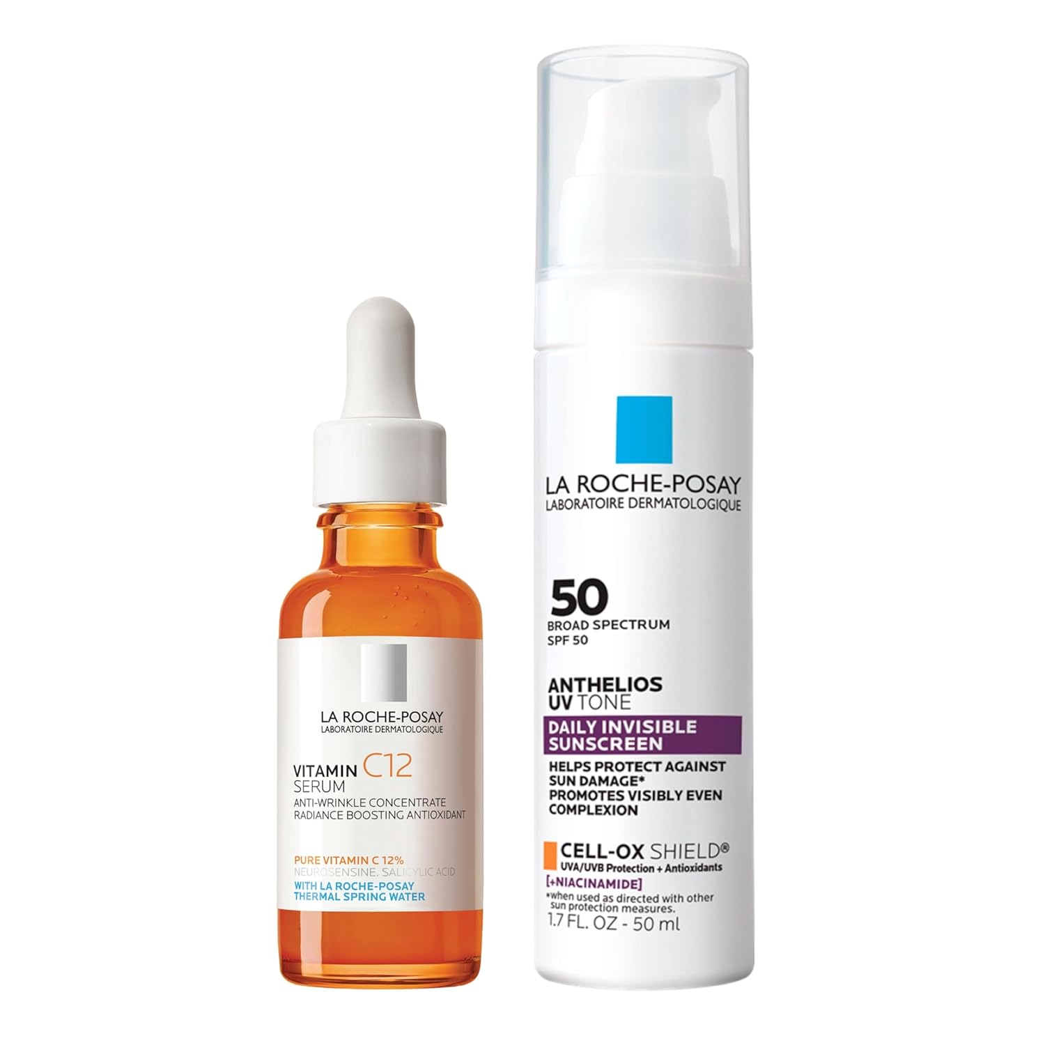 La Roche-Posay Pure 12% Vitamin C Serum For Face With Hyaluronic Acid & Salicylic Acid, Hydrating Face Serum, Boost Radiance & Reduce Wrinkles, 2 Formulas for Normal or Oily Skin Control