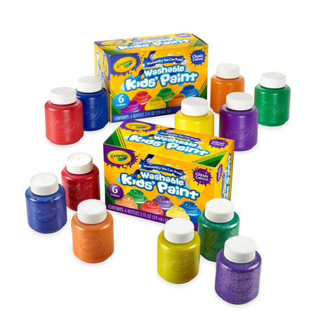 Crayola Washable Kids Paint Set (12ct), Classic and Glitter Paint for Kids, Arts & Crafts Supplies for Classrooms, Toddler Painting Kit, Gifts, Ages 3, 4, 5 [Amazon Exclusive]