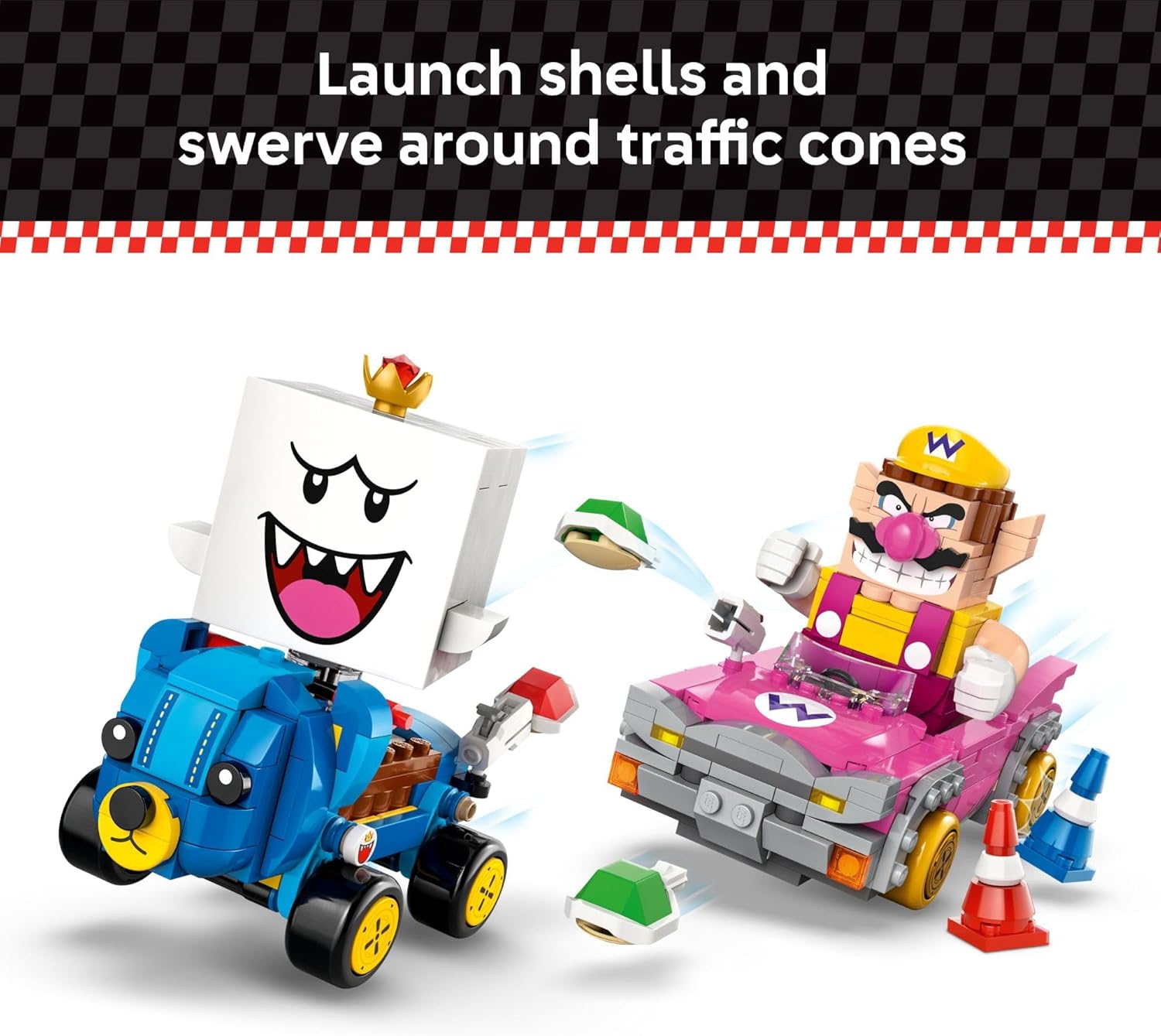 LEGO Super Mario: Mario Kart – Wario & King Boo Building Toy for Kids - Buildable Car Toys W/Drifting Action for Boys & Girls, Ages 8+ - Pretend Play Gift Idea for Birthdays & Any Gaming Fans - 72038