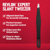 Revlon Ceramic Slanted Tip Tweezers, Precision For Eyebrow Shaping and Fine Hair Removal, Stocking Stuffer for Women & Men, Stainless Steel Body, 1 count