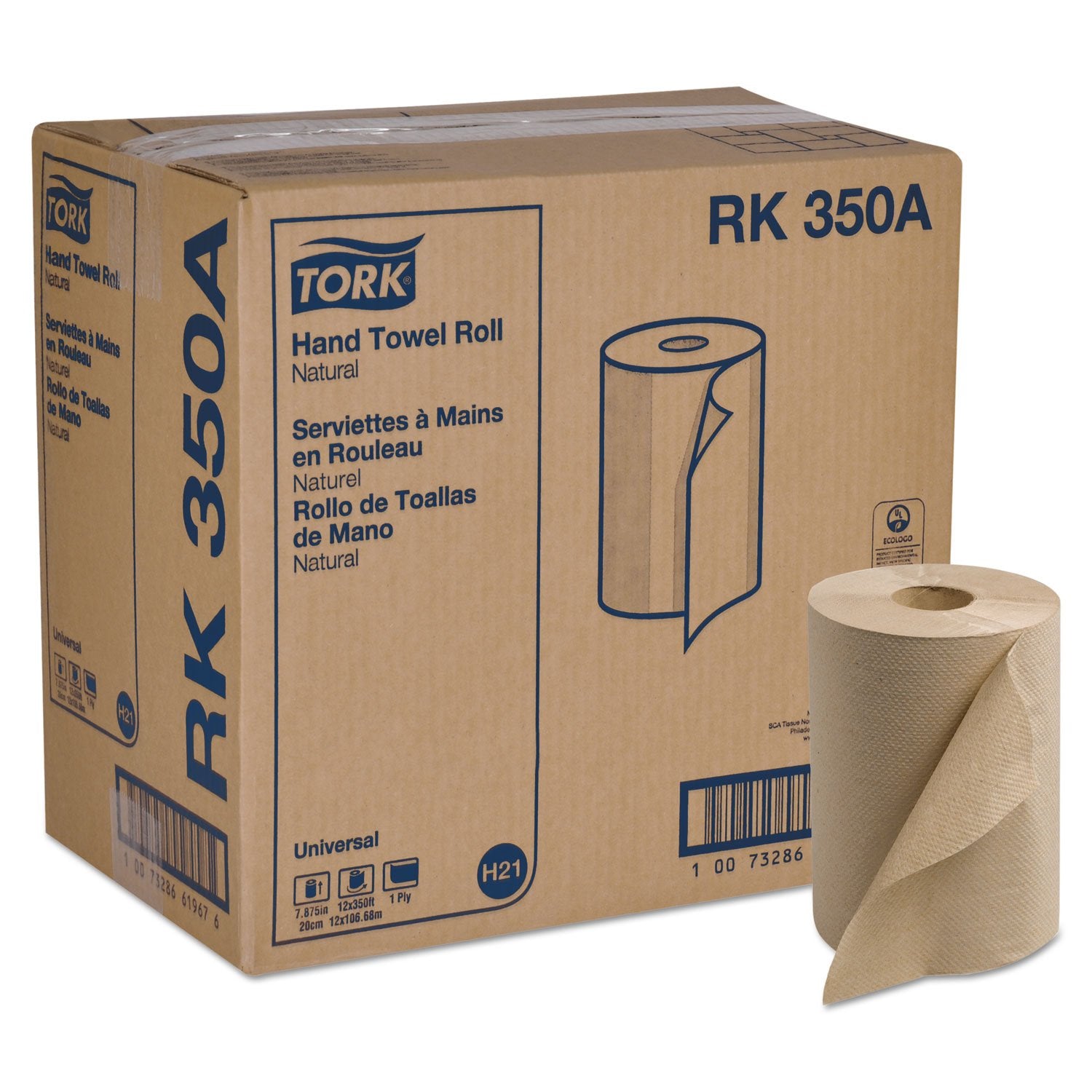 Tork Hand Towel Roll, Natural, Universal, H80, Extra Large, 100% Recycled, 1-Ply, 6 Rolls x 1000 ft, 8031000