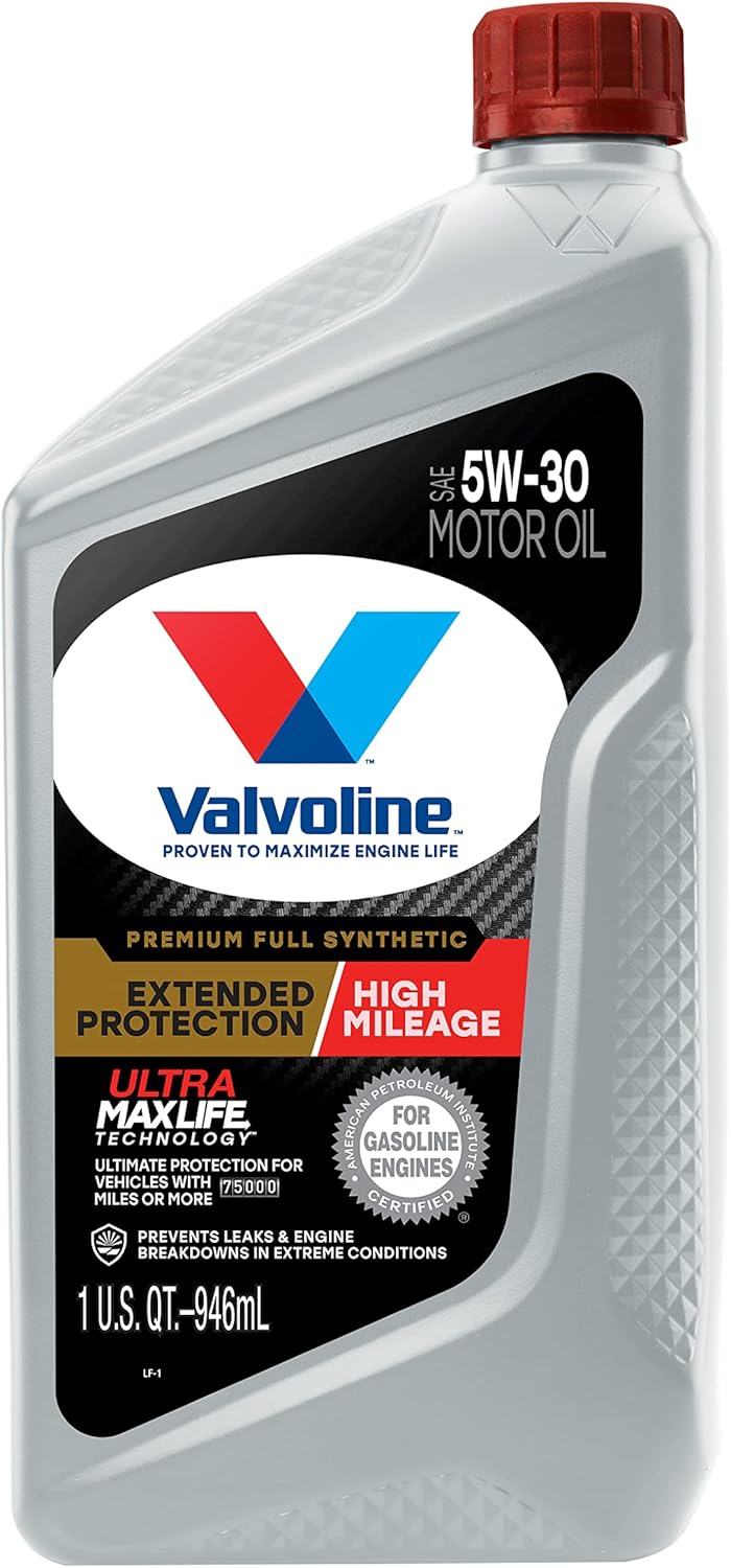 Valvoline Full Synthetic High Mileage with MaxLife Technology SAE 0W-20 Motor Oil 5 QT, Case of 3