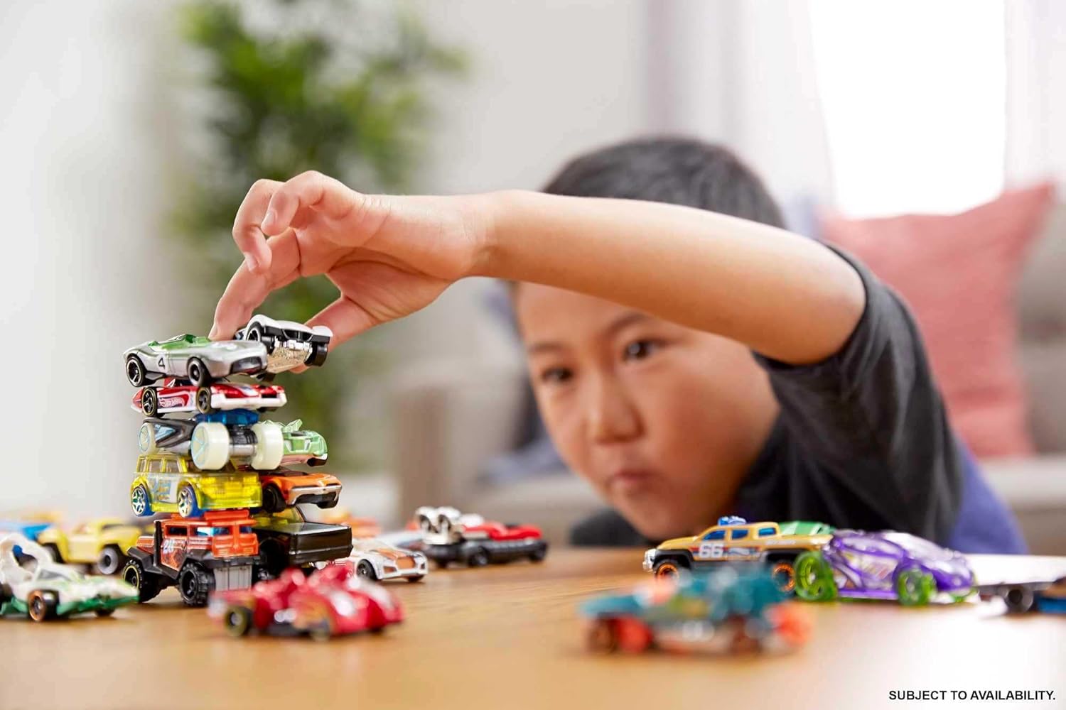 Bundle of Hot Wheels Toy Car Track Set Super 6-Lane Raceway, 8ft Track, 6 1:64 Scale Cars + Hot Wheels Easter Egg Fillers Set of 20 1:64 Scale Toy Cars & Trucks, Collectible Vehicles (Styles May Vary)