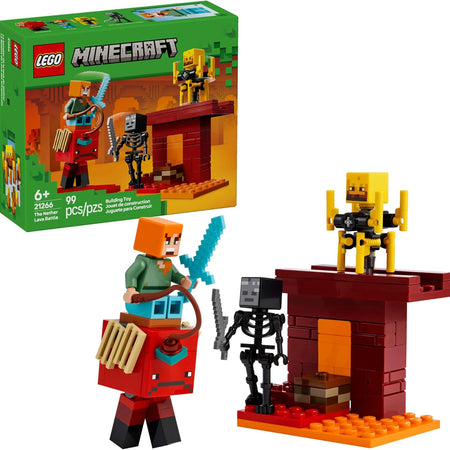 LEGO Minecraft The Nether Lava Battle Toy and Playset - Building Minecraft Toy for Kids, Ages 6+ - Alex, Wither Skeleton, Blaze and Strider Figures for Pretend Play - Gift Idea for Birthdays - 21266