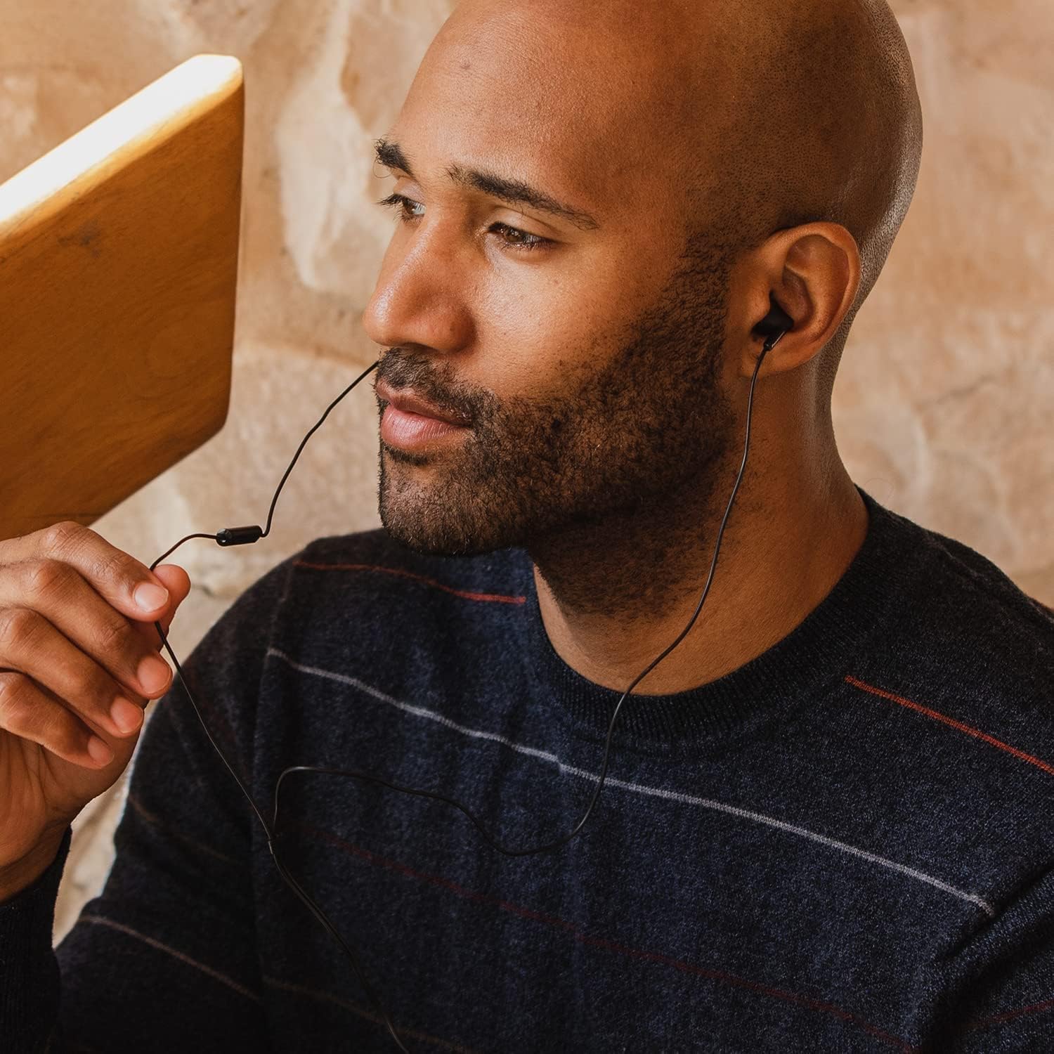 Panasonic ErgoFit Wired Earbuds, 3.5mm Jack In-Ear Headphones Wired with Dynamic Crystal-Clear Sound and Soft Ergonomic Custom-Fit Earpieces (S/M/L), for Phones and Laptops - RP-HJE120-N (Rose Gold)