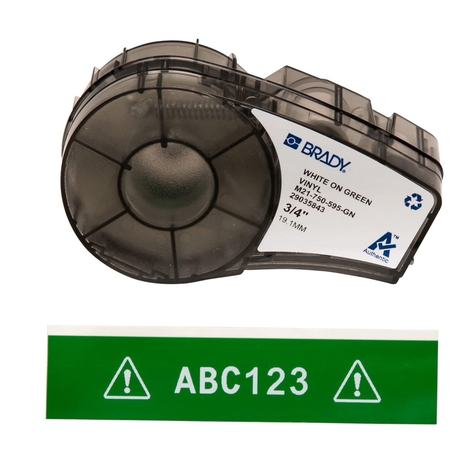 Brady Authentic (M21-375-595-BR) All-Weather Vinyl Label for Indoor/Outdoor ID, Lab and Equipment Labeling, White on Brown- ForM210, M210-LAB, M211, BMP21-PLUS and BMP21-LAB Printers, .375" W, 21' L