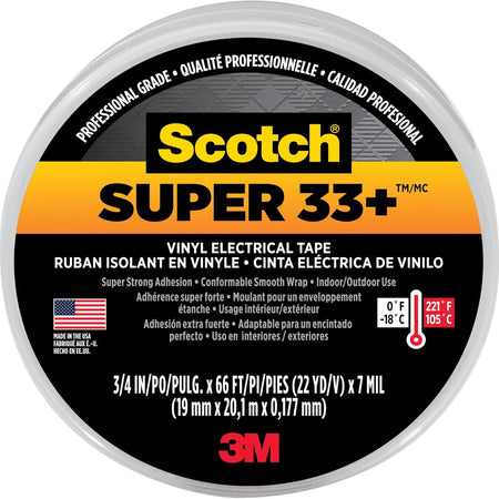3M Scotch Super 33+ Vinyl Electrical Tape, .75-Inch by 66-Feet