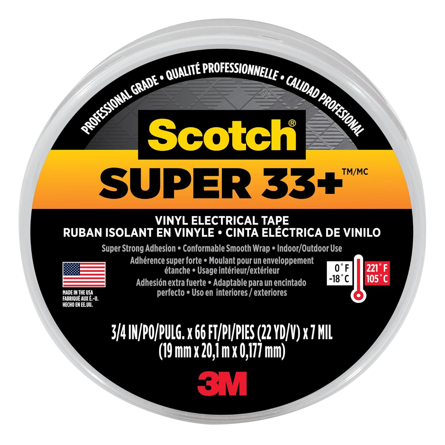 Scotch 3M Super 33+ Vinyl Electrical Tape.75-Inch by 66-Feet, 10-Pack