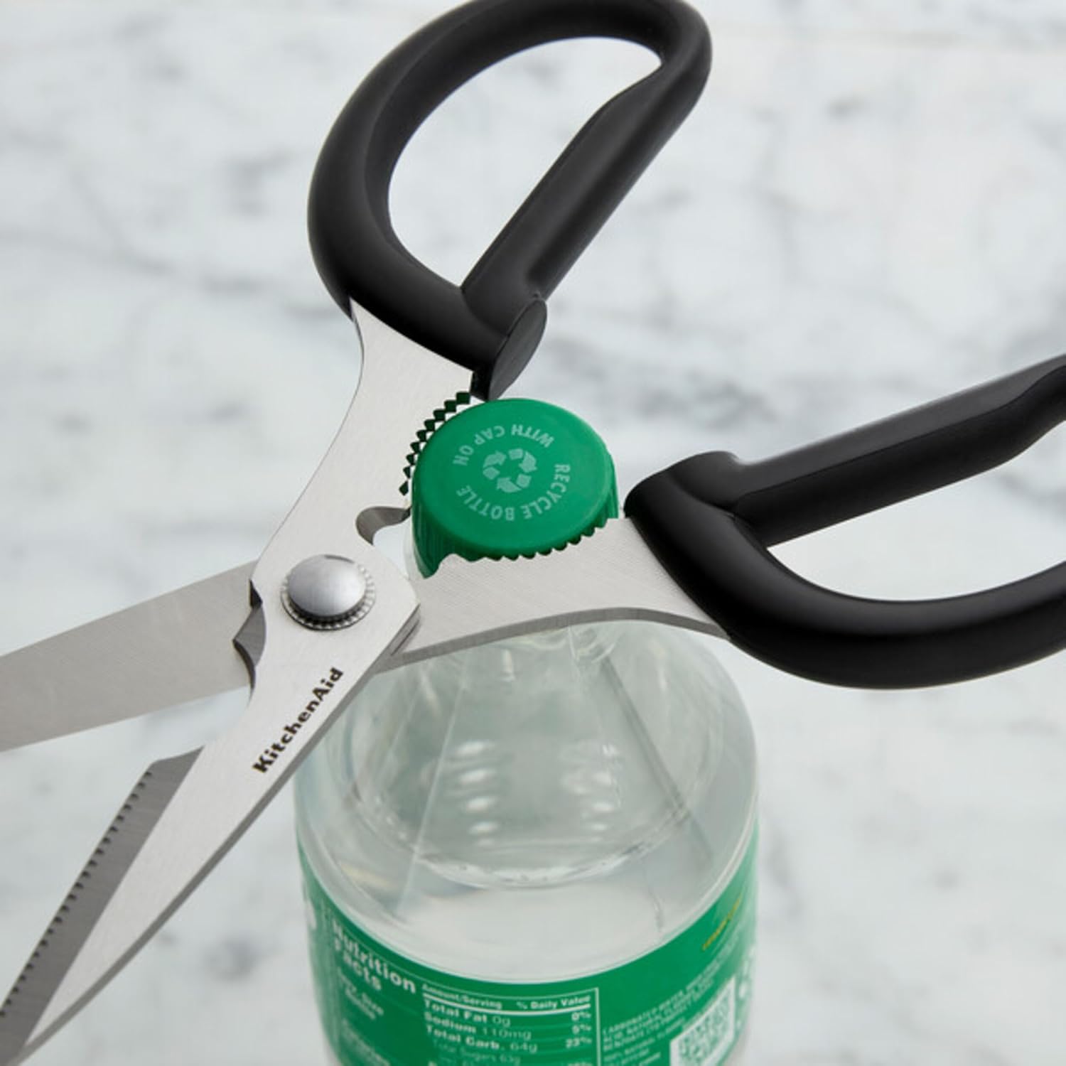 KitchenAid All Purpose Kitchen Shears with Protective Sheath Durable Stainless Steel Scissors, Dishwasher Safe, Soft Grip Comfort Handle, 8.72 Inch, Aqua Sky