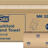 Tork Multifold Hand Towel, Natural, 100% recycled, FSC certified, Compatible with H2 Dispensers, 16 packs x 250 sheets (MK520A)