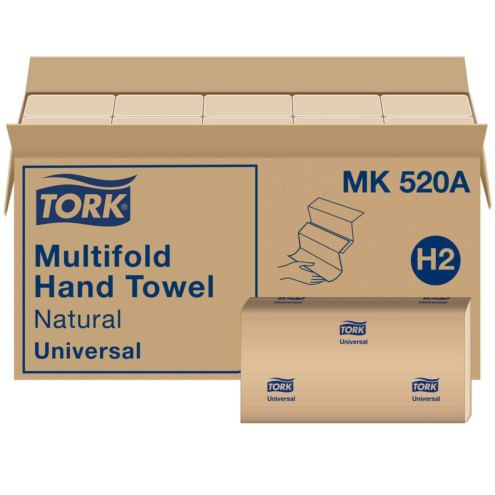 Tork Xpress Paper Towel Dispenser and Tork Multifold Hand Towel Natural H2