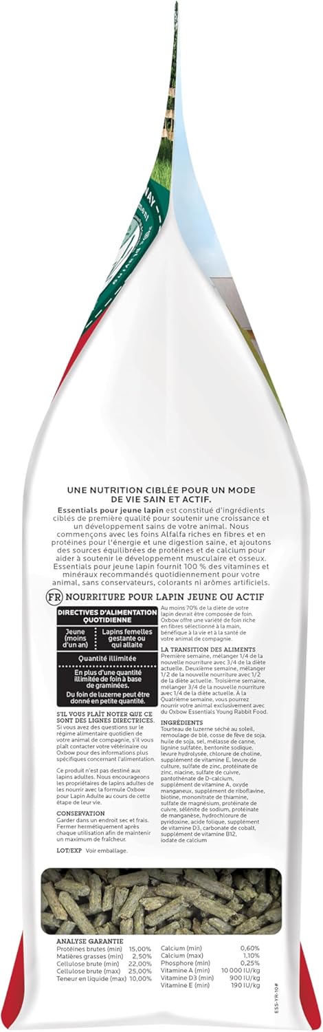 Oxbow Essentials Rabbit Food, Adult Rabbit, Made with Oxbow Timothy Hay, Pet Pellets with Vitamins & Minerals, Small Animal Pet Products, Bunny Supplies, Made in USA, Bunny Food, 5 lb