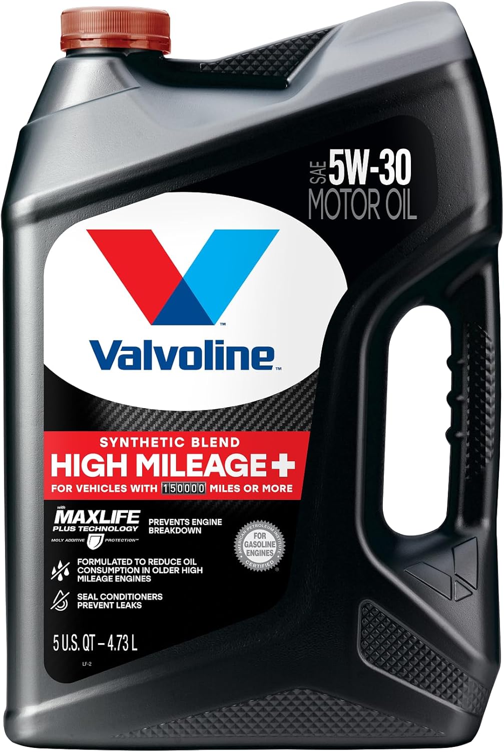 Valvoline Full Synthetic High Mileage with MaxLife Technology SAE 0W-20 Motor Oil 5 QT, Case of 3