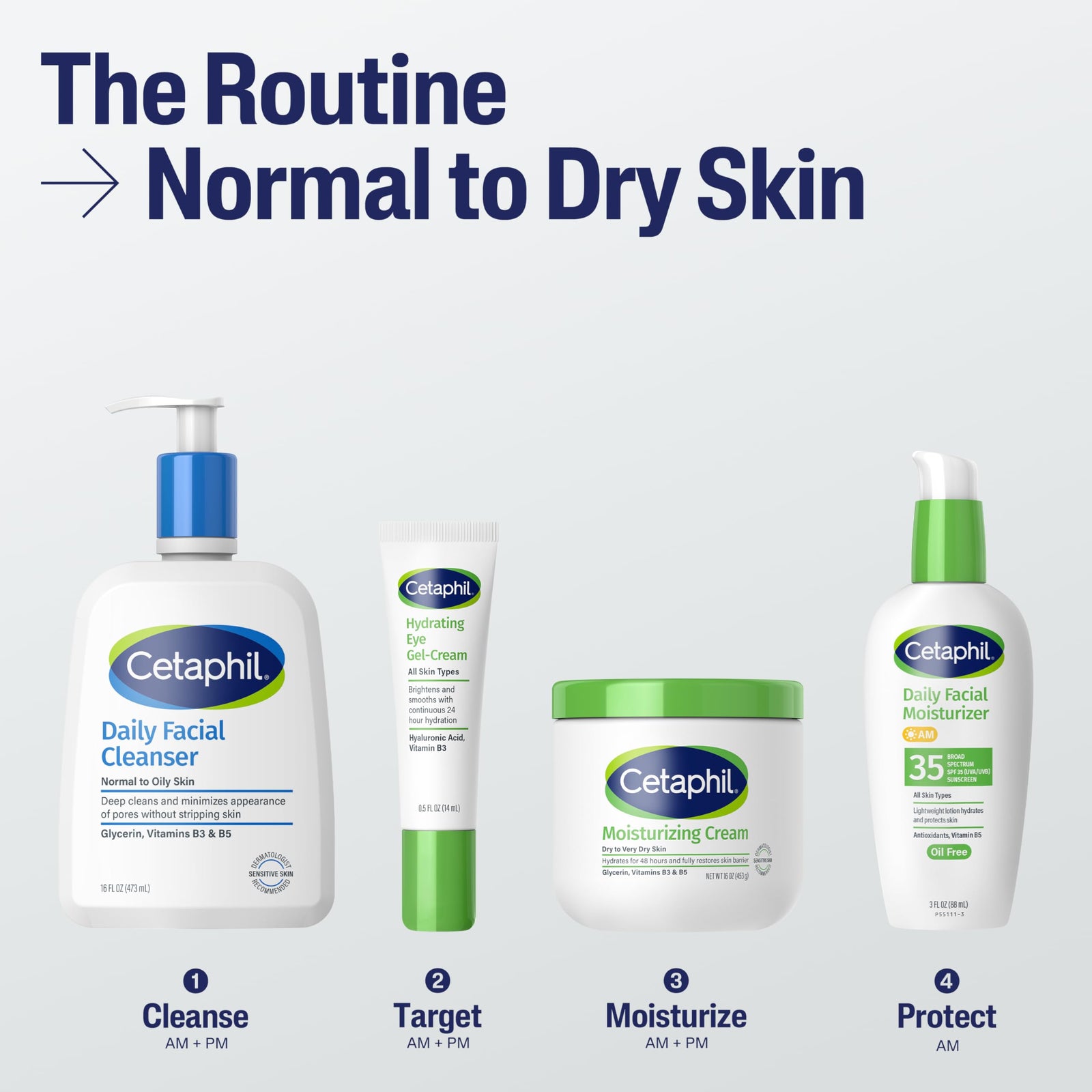 Cetaphil Face Wash, Daily Facial Cleanser for Sensitive, Combination to Oily Skin, 8 oz, Pack of 3, Gentle Foaming, Soap Free, Hypoallergenic