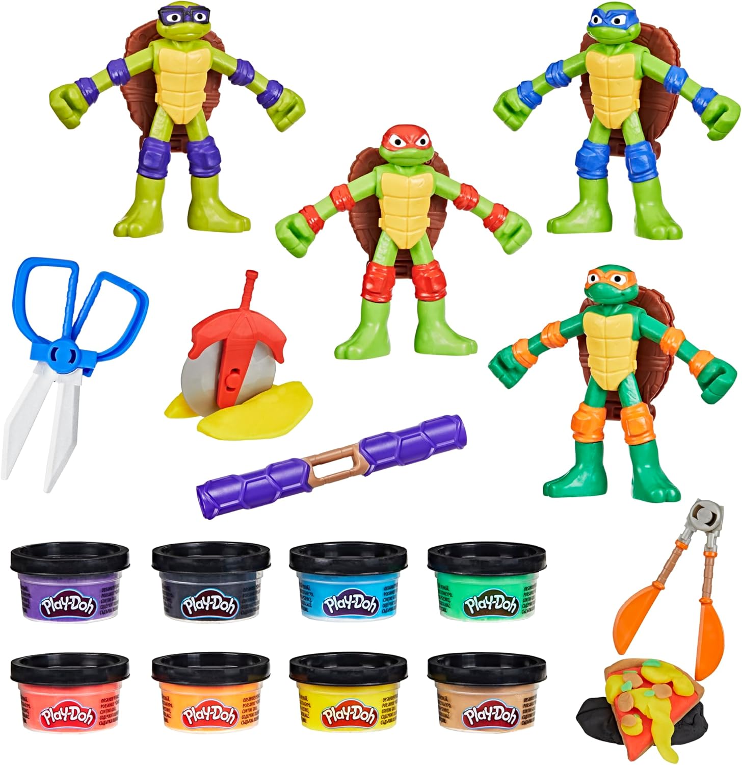 Play-Doh Teenage Mutant Ninja Turtles Cowabunga Creations Bendy 4 Inch Action Figures Set, Kids Arts & Crafts, TMNT Toys for Boys & Girls 4+