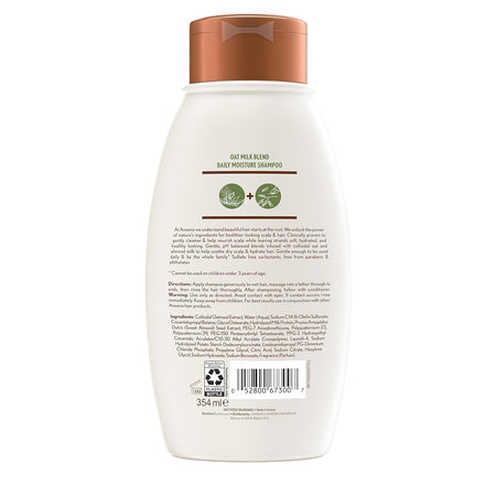 Aveeno Farm-Fresh Oat Milk Sulfate-Free Shampoo with Colloidal Oatmeal & Almond Milk, Moisturizing Shampoo for All Hair Types, Safe for Color-Treated Hair, Paraben & Dye-Free, 12 Fl Oz