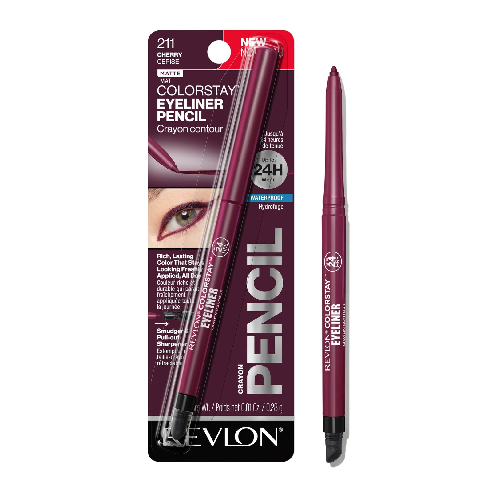 Revlon ColorStay Pencil Waterproof Eyeliner, Smudge-Proof, Eye Makeup with Built-In Sharpener, Stocking Stuffer for Women, 201 Black, 0.01 oz
