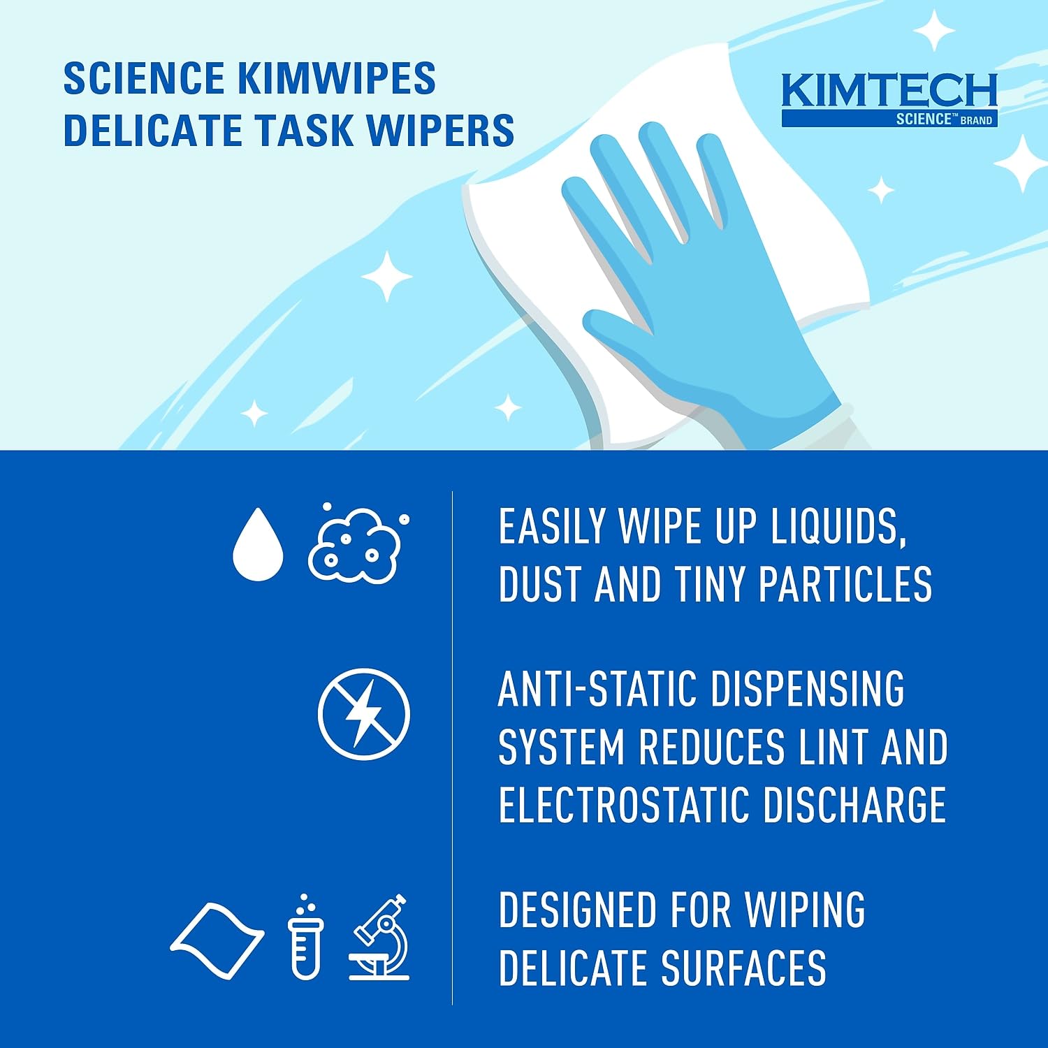 Kimtech Science™ Kimwipes® Delicate Task Wipes (34155), Pop-Up Box, White (286 Sheets/Box)