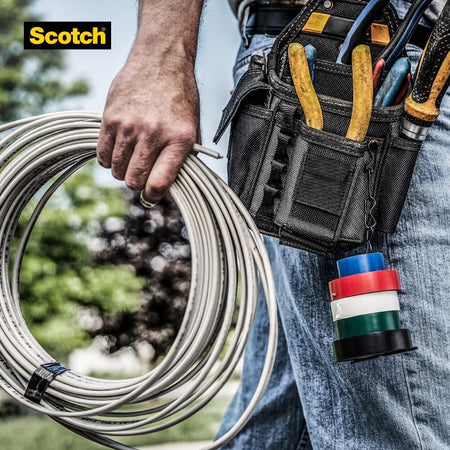 Scotch Vinyl 35 Electrical Tape, 5 Rolls, Multi-Color Pack, Ideal for Cable Jacket Repair & Electrical Insulation, Premium Vinyl Material for Durability, Indoor & Outdoor Use, High Adhesion (10457DC)