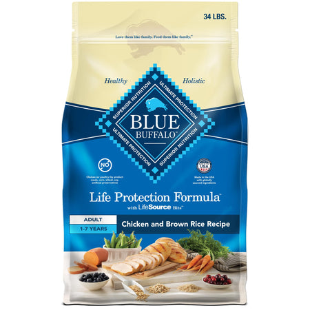 Blue Buffalo Life Protection Formula Adult Small Bite Dry Dog Food, Helps Build and Maintain Strong Muscles, Made with Natural Ingredients, Chicken & Brown Rice Recipe, 15-lb. Bag