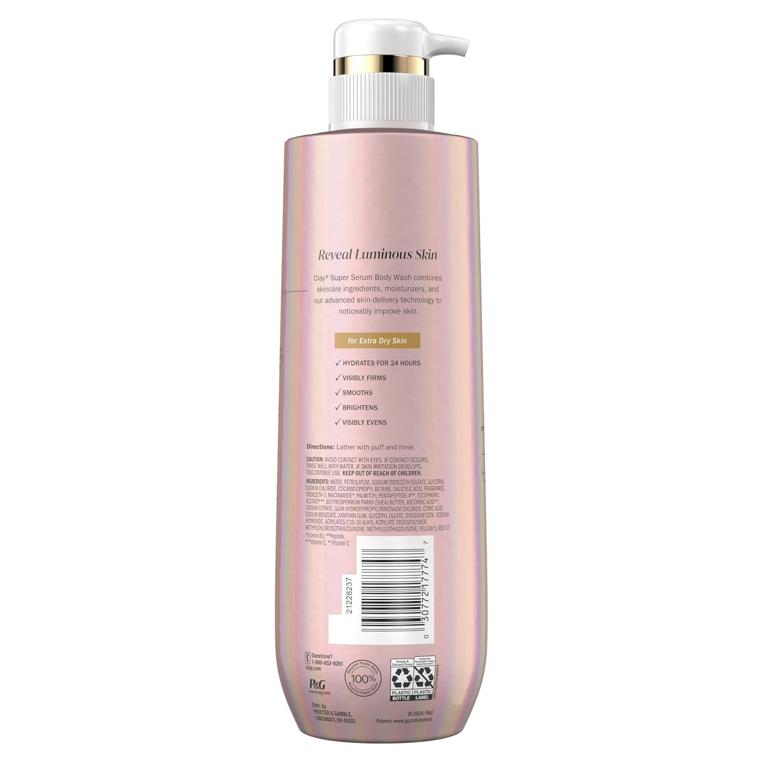 Olay Super Serum Body Wash + Hand & Body Lotion Bundle for Dry Skin, 24hr Long Lasting Hydration, 5+ Ingredient Serum Complex for Luminous Skin, 18.5 fl oz (Pack of 2)