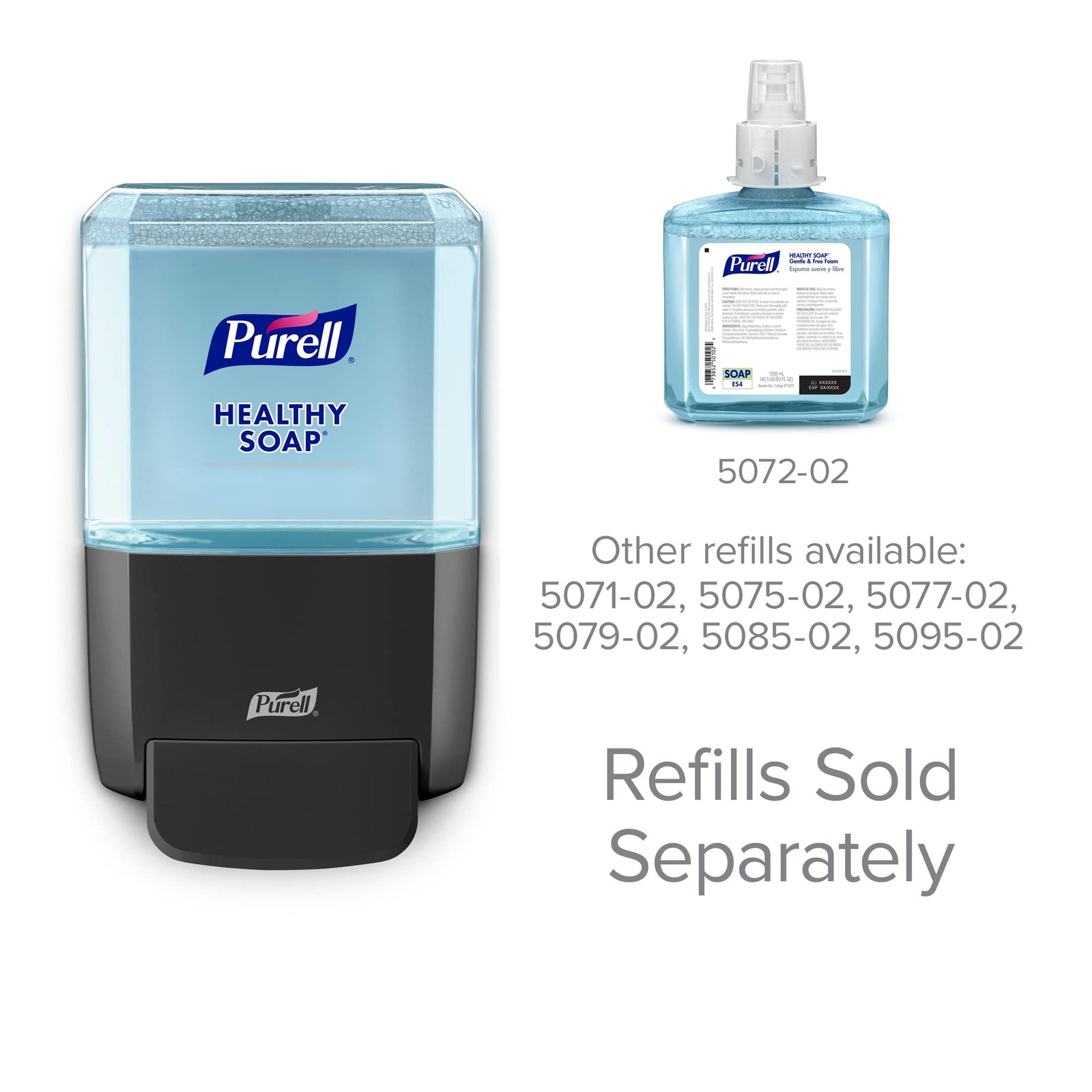 PURELL ES4 Manual Wall-Mounted Hand Soap Dispenser, Graphite, Compatible with 1200 mL PURELL Brand HEALTHY SOAP Refills (Pack of 1) - 5034-01 - Manufactured by GOJO, Inc.