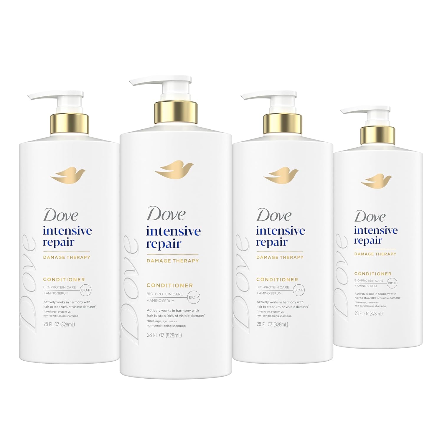 Dove Conditioner 4 Pack Intensive Repair for Damaged Hair with Bio-Protein Care Technology and Amino Serum 28 Fl Oz