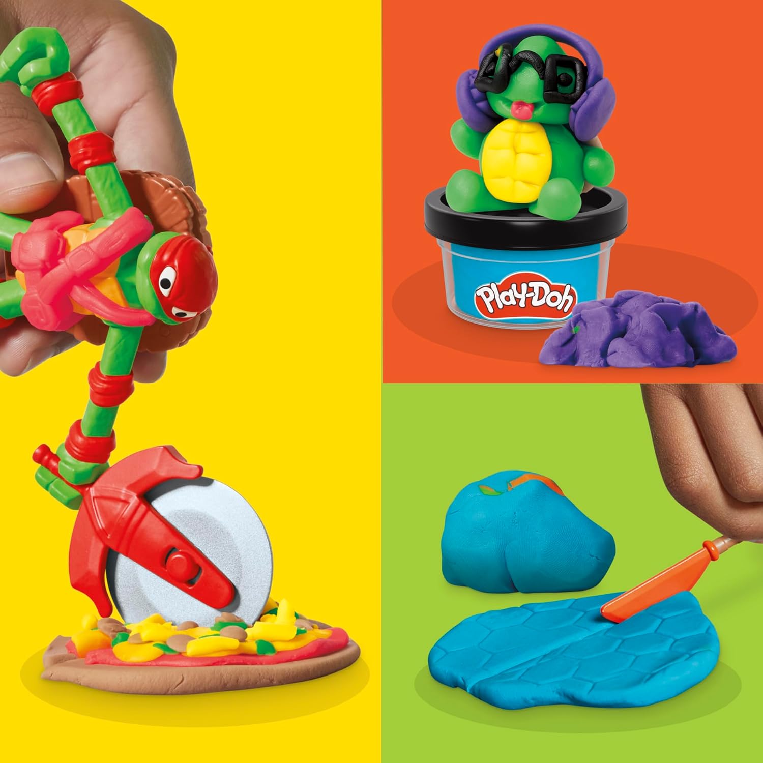 Play-Doh Teenage Mutant Ninja Turtles Cowabunga Creations Bendy 4 Inch Action Figures Set, Kids Arts & Crafts, TMNT Toys for Boys & Girls 4+