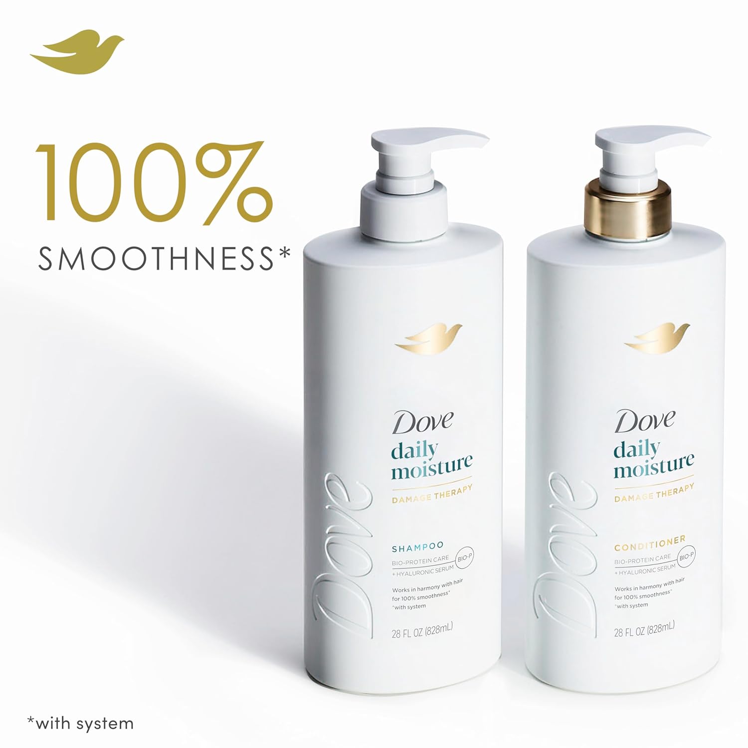 Dove Conditioner Daily Moisture for Dry Hair with Bio-Protein Care Technology and Hyaluronic Serum 28 Fl Oz