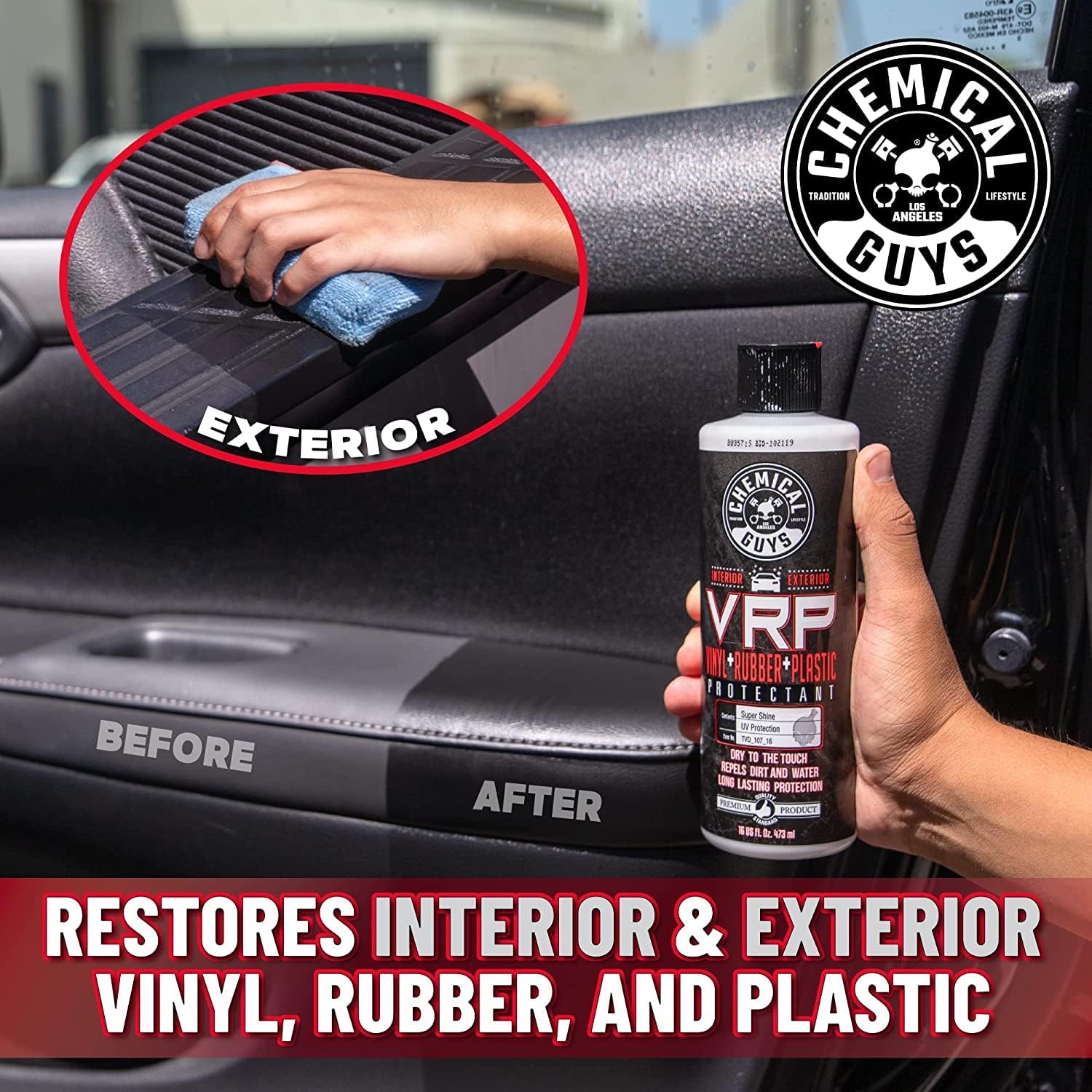 Chemical Guys VRP Vinyl, Rubber, and Plastic Dressing - Tire Dressing, Non-Greasy, Dry-to-the-Touch Shine for Tires, Trim, and More, Safe for Cars, Trucks, SUVs, RVs & More - 16 oz